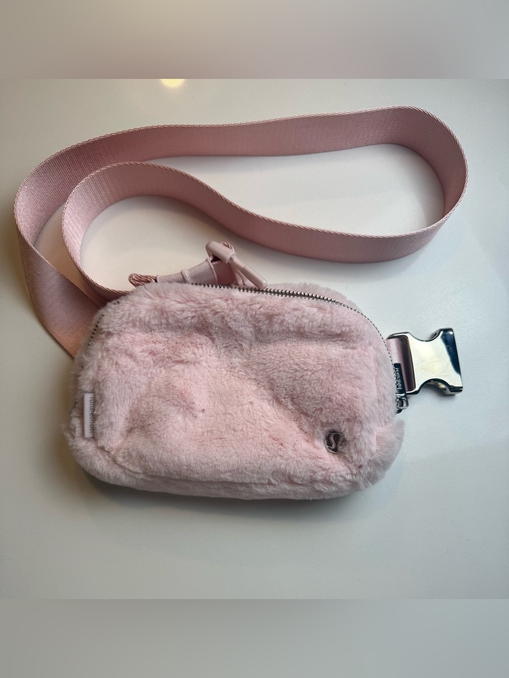 Lululemon Everywhere Belt Bag 1L Plush Fleece Pink Mist Faux Fur Crossbody OS